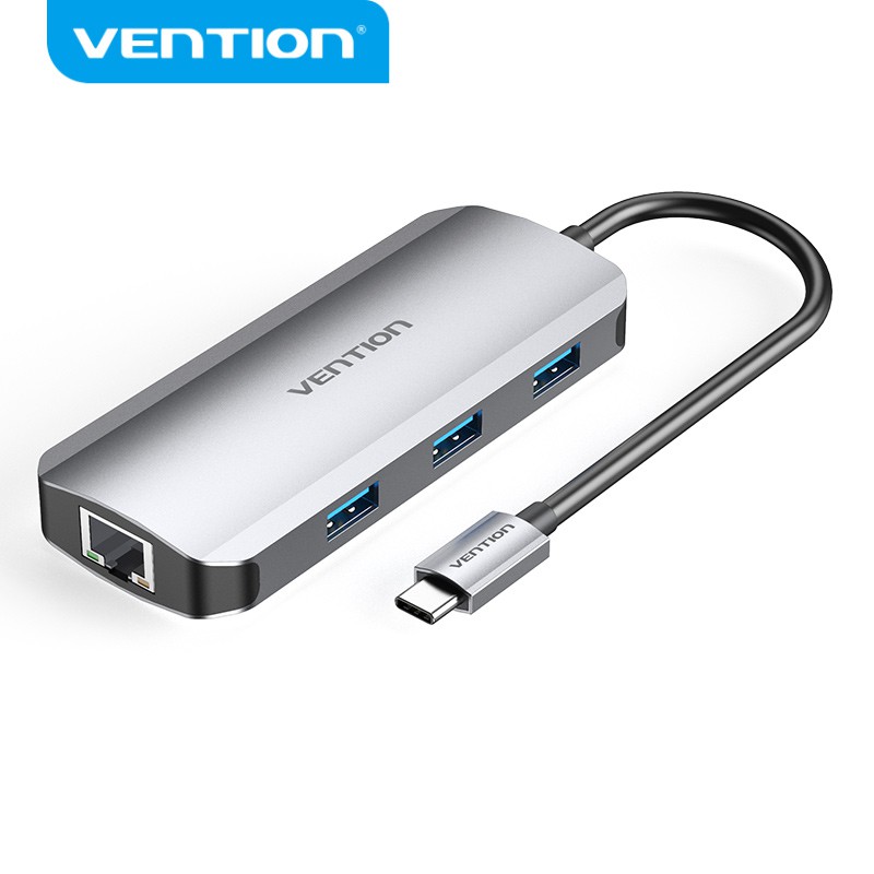 USB C Hub Vention 6 in 1 Multiport Dock Type C to 4K HDMI/USB 3.0/RJ45/PD Docking Station for Laptop PC