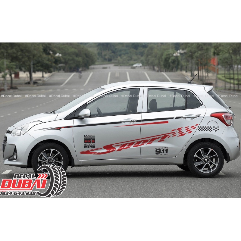 Tem Dán Trang Trí Xe i10  Sport - Thiết kế và chỉnh sửa theo yêu cầu - Decal Dubai