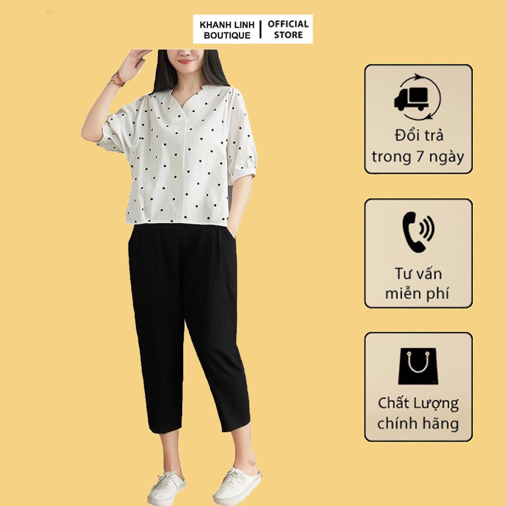 Set Bộ quần lửng áo tay lỡ chấm bi, Hàng đẹp loại