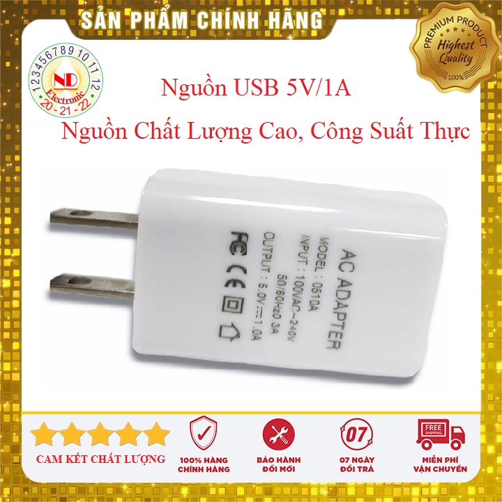 Nguồn USB 5V 1A Chất Lượng Cao - Cấp nguồn và Sạc cho Đèn LED RGB Cảm Biến Âm Thanh