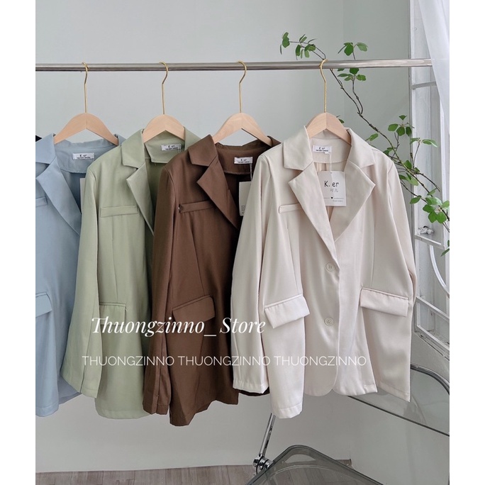 Blazer Yongche độn vai một lớp dày dặn Blazer chất trượt thái mịn mướt