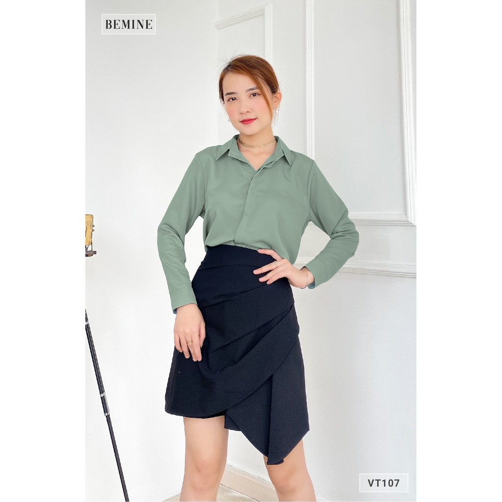 Chân váy xếp li chéo tà BEMINE VT107DEN | BigBuy360 - bigbuy360.vn