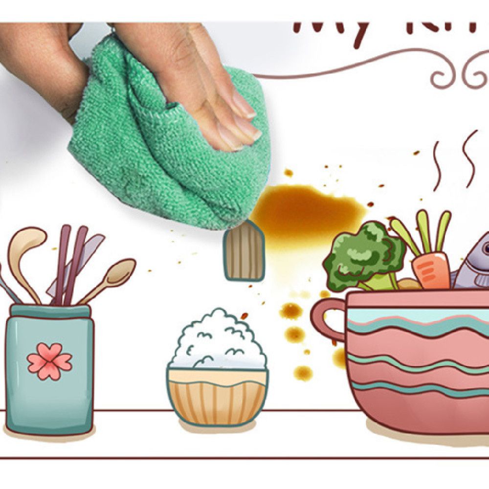 Giấy Dán Tường Trong Suốt Chống Dầu Chịu Nhiệt Độ Cao Họa Tiết Dễ Thương Trang Trí Nhà Bếp