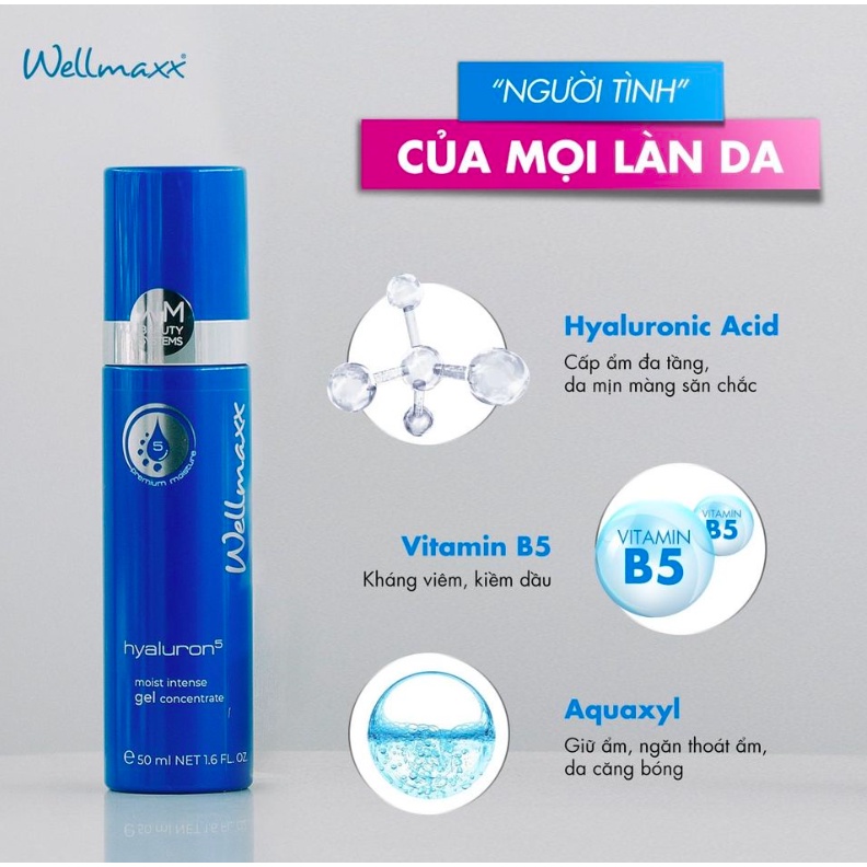 Serum HA B5 cấp ẩm sâu và kích thích tăng sinh collagen Wellmax Hyaluron 5 50ml | Chính hãng