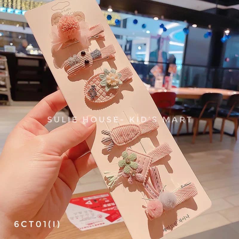 Set 6 kẹp tóc style Hàn Quốc cho bé