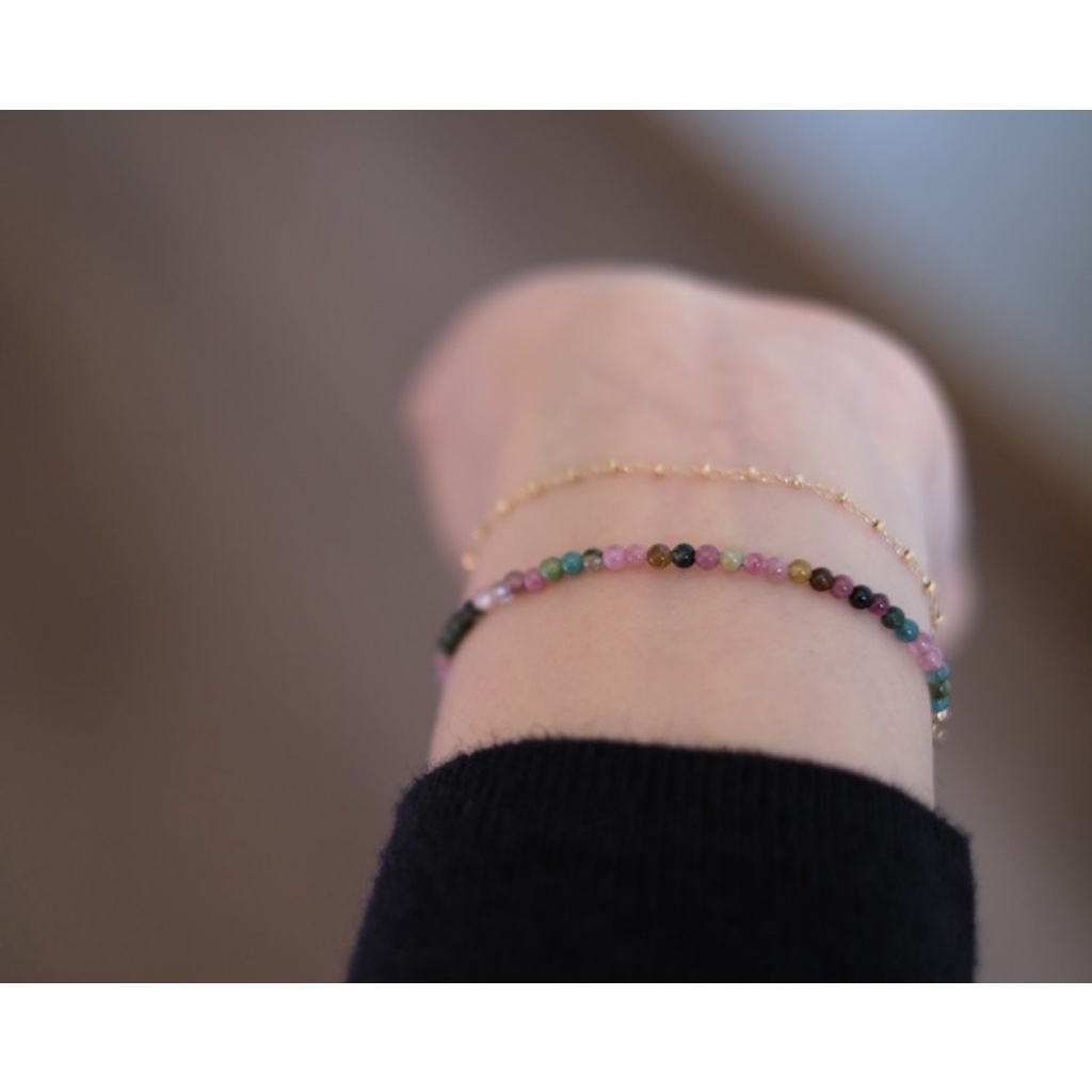 Vòng Tay Hạt Đá Tự Nhiên Siêu Mỏng 3mm Màu Trắng Hoa Hồng