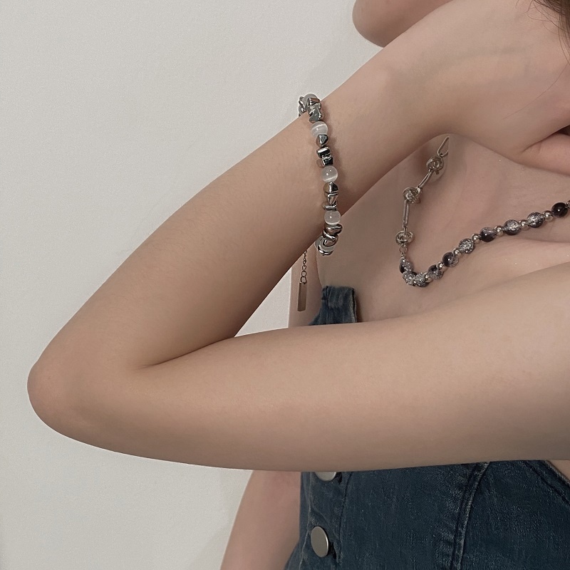 Vòng Tay Chuỗi Hạt Đá Opal Phong Cách Hip Hop Thời Trang Cho Nam Và Nữ