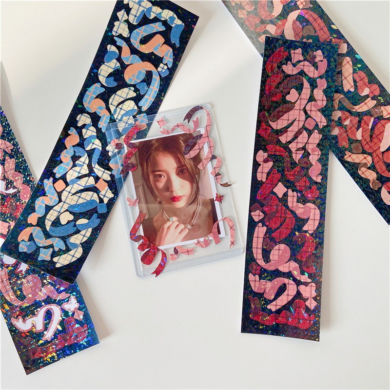 Sticker Hologram Confetti Toploader Ruy Băng 2 Tấm  Hình Dán MINI VER Ribbon Trang Trí Sổ Polaroid Kpop BTS BlackPink