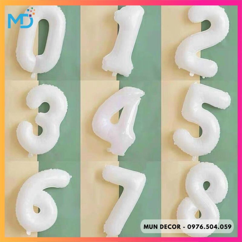 Bóng Số Tuổi Màu Trắng Size Đại Chụp Ảnh Sinh Nhật, Bóng Bay Số Tuổi Cỡ Lớn