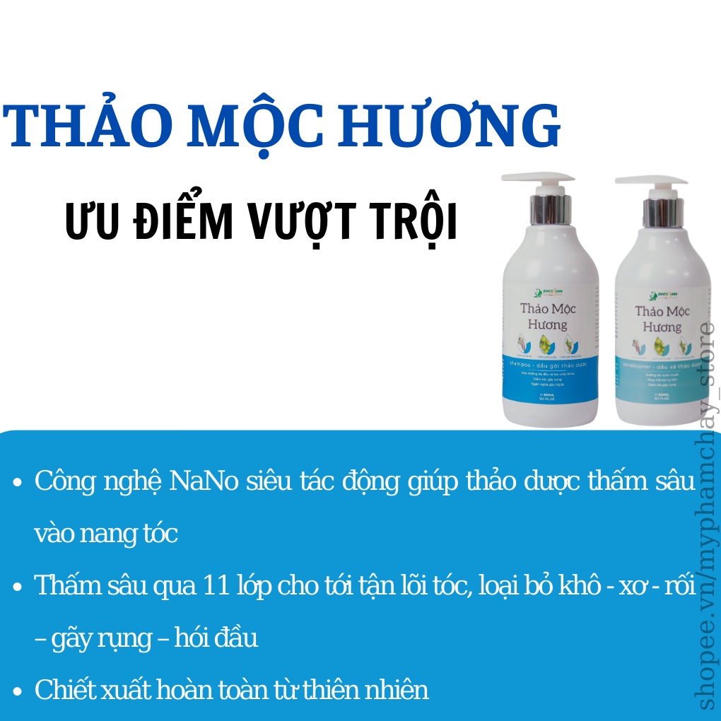 Bộ Dầu Gội Xả Thảo Mộc Hương Quyên Lara Giúp Kích Thích Mọc Tóc -Phục Hồi Tóc Hư Tổn - Ngăn Ngừa Rụng Tóc 300ml