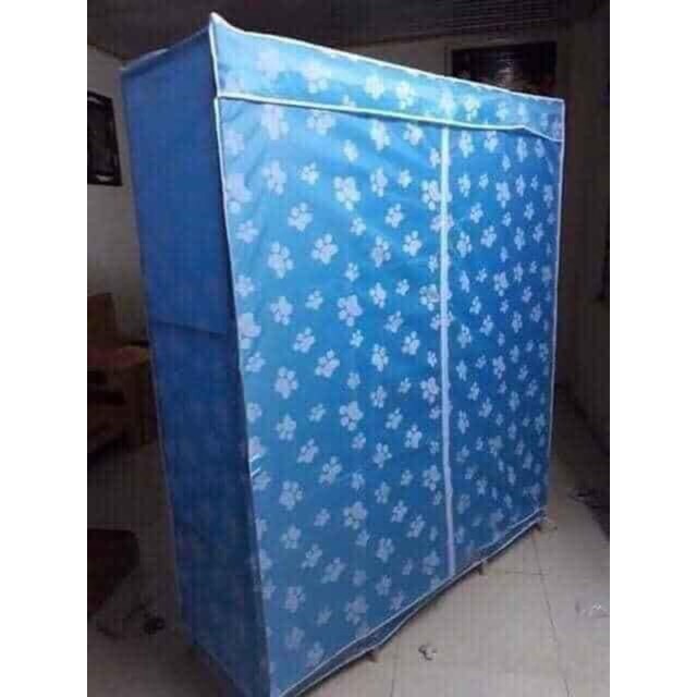 Tủ vải khung gỗ 3 buồng 6 ngăn, tủ vải để quần áo vải dệt gỗ bọc chống ẩm mốc cao cấp, tủ treo đựng quần áo vải sinh vên