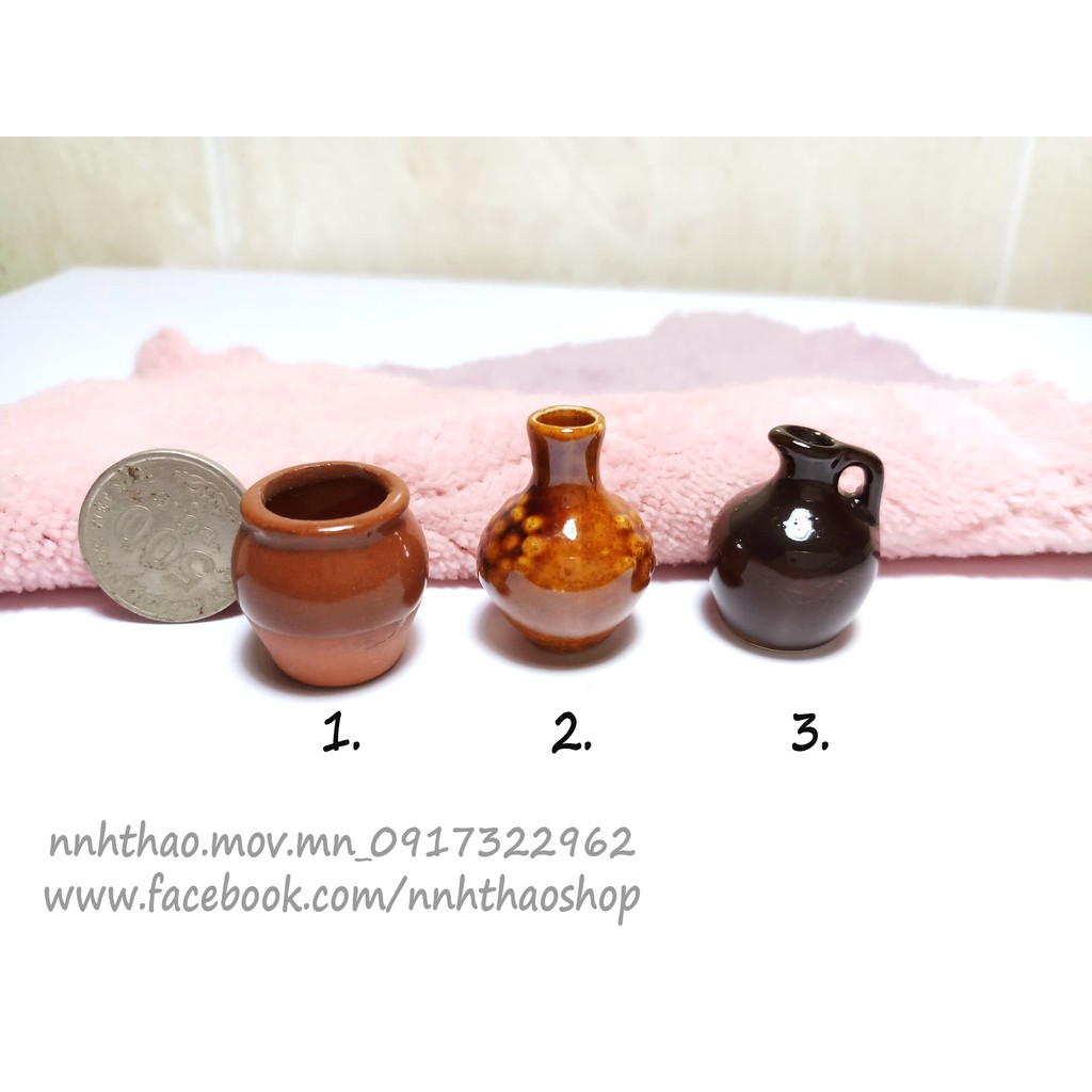 Miniature trang trí mô hình_bình, hũ sứ các loại (1:12, 1:6)