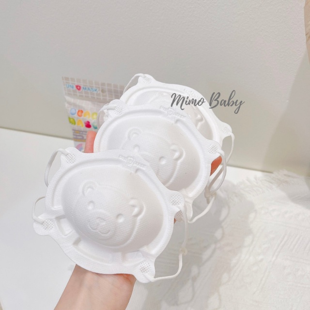 Khẩu trang 3D hình gấu đáng yêu Uni Mask ( set 3 chiếc) cho bé 1-3y M01 Mimo Baby