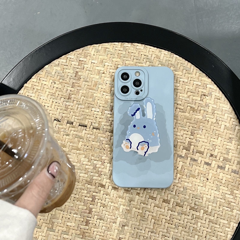 Giá Đỡ Điện Thoại Bằng Nhựa Acrylic Hình Thỏ Màu Xanh Dương Phong Cách Mới