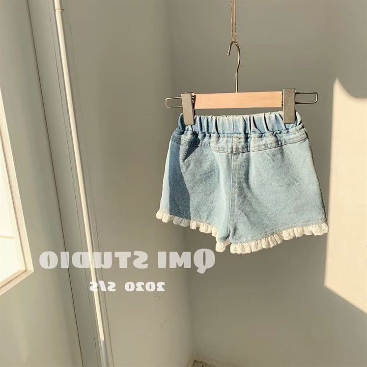 Quần Short Denim Ống Rộng Thoải Mái Thời Trang Mùa Hè Cho Bé Gái