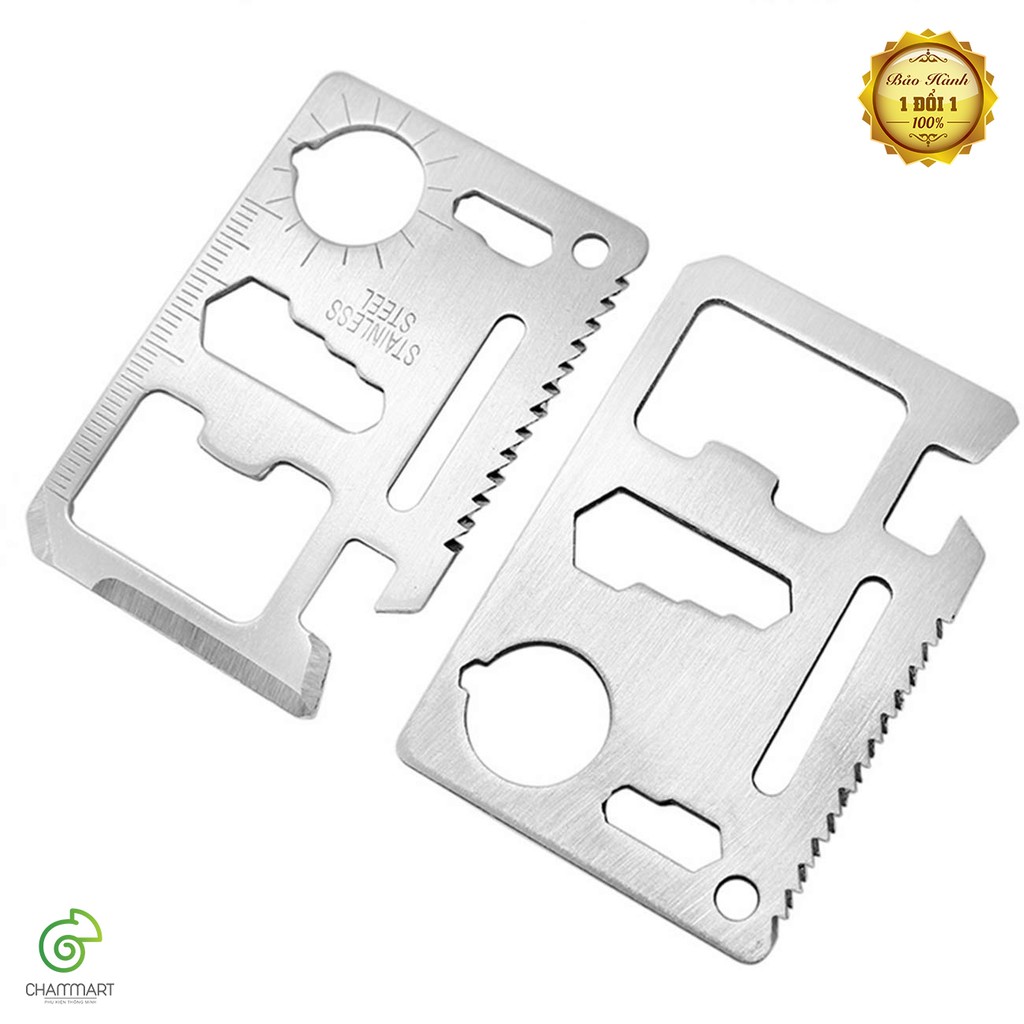 Bộ 2 miếng thép đa năng 11 công dụng thẻ phượt Steel Credit Card Survial Tool