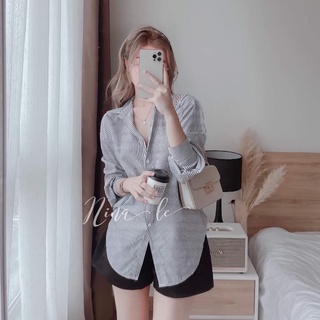Sét sơ mi cổ đức, bộ nữ, áo dài tay, quần cộc cạp sau chun
