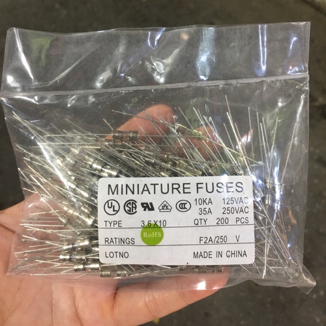 50 Cái Cầu Chì Chân Hàn 2A-250V