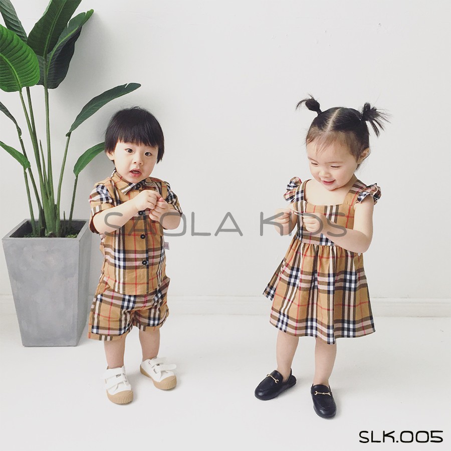 [FREE SHIP] BỘ + VÁY họa tiết kẻ BBR cho bé - CHÍNH HÃNG SAOLA KIDS