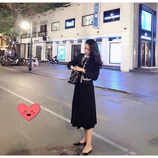 Chân váy đen xếp ly xoè freesize