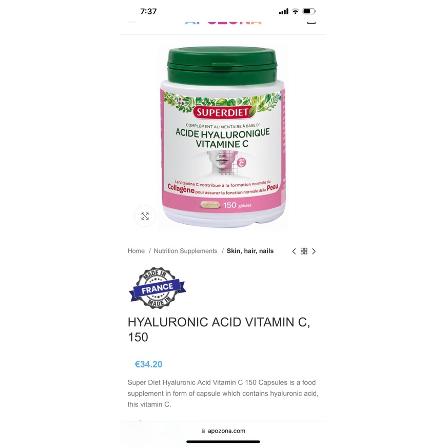 [Nội địa Pháp] Viên uống cấp nước, sáng da, trẻ hóa SUPERDIET sản xuất 2022