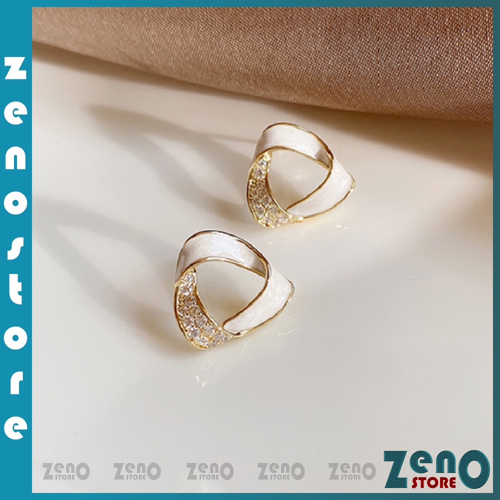 Khuyên tai ZenO bạc Ý KT09 phong cách Hàn Quốc, bông tai bạc S925