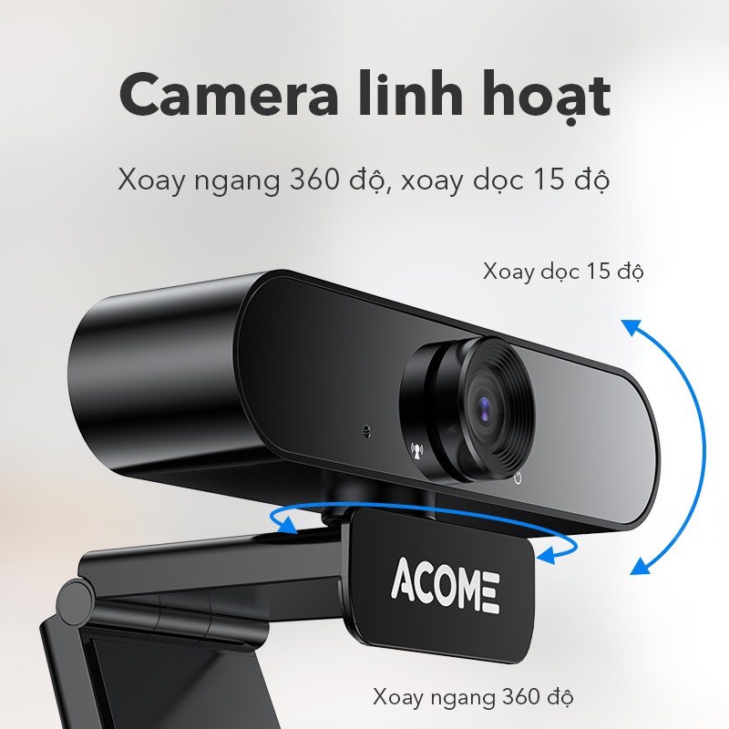 Webcam Máy Tính Full HD 1080P ACOME AWC11 Có Mic Camera  Ảnh Siêu Nét Dùng cho PC Laptop Hỗ Trợ Học Online Video Call