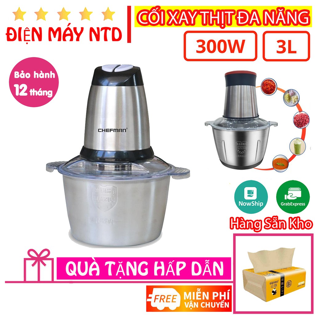 Máy Xay Thịt Xay Thực Phẩm Cối Inox 4 Lưỡi Đa Năng - Máy Xay Tỏi Ớt Bảo Hành 6 Tháng - Máy Xay Kinosun