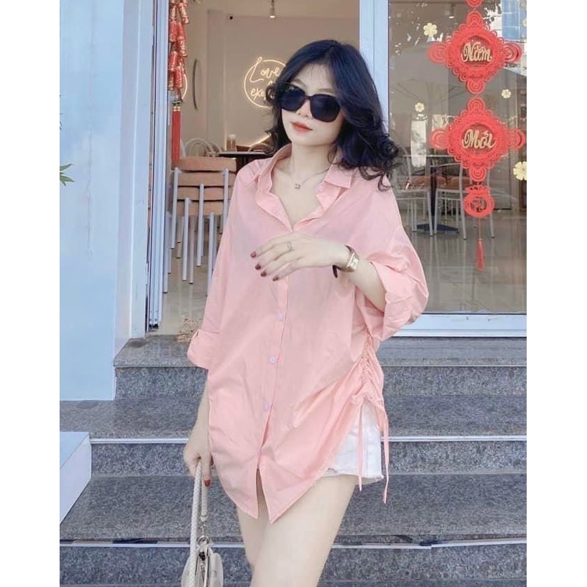 [HCM] Sét Bộ Đùi Áo Sơ Mi Cài Nút Dây Rút Thời Trang Nữ Sam Closet Free Size 40-55kg