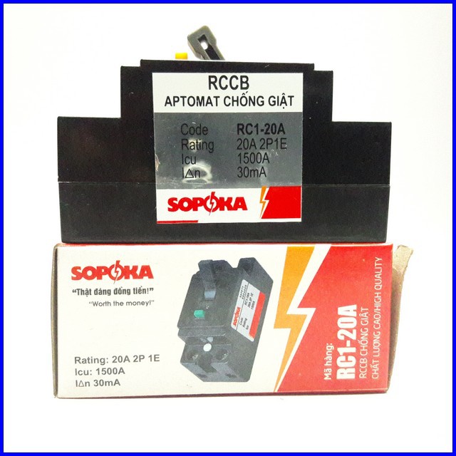 CB cóc chống giật 20A / 30A Sopoka - Điện Việt