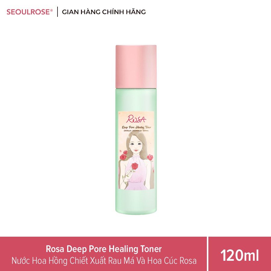 Nước Hoa Hồng Chiết Xuất Rau Má Và Hoa Cúc SeoulRose Rosa 120ml, Toner Chăm Sóc Da Mặt Bị Tổn Thương, Giữ Ẩm, Mịn Màng