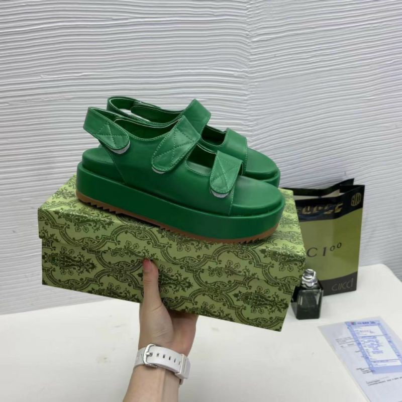 c Sandal Bánh Mì 4p Gc Cam Xanh Quai Dán Da Mềm Êm Fullbox Bill Túi Cao Cấp