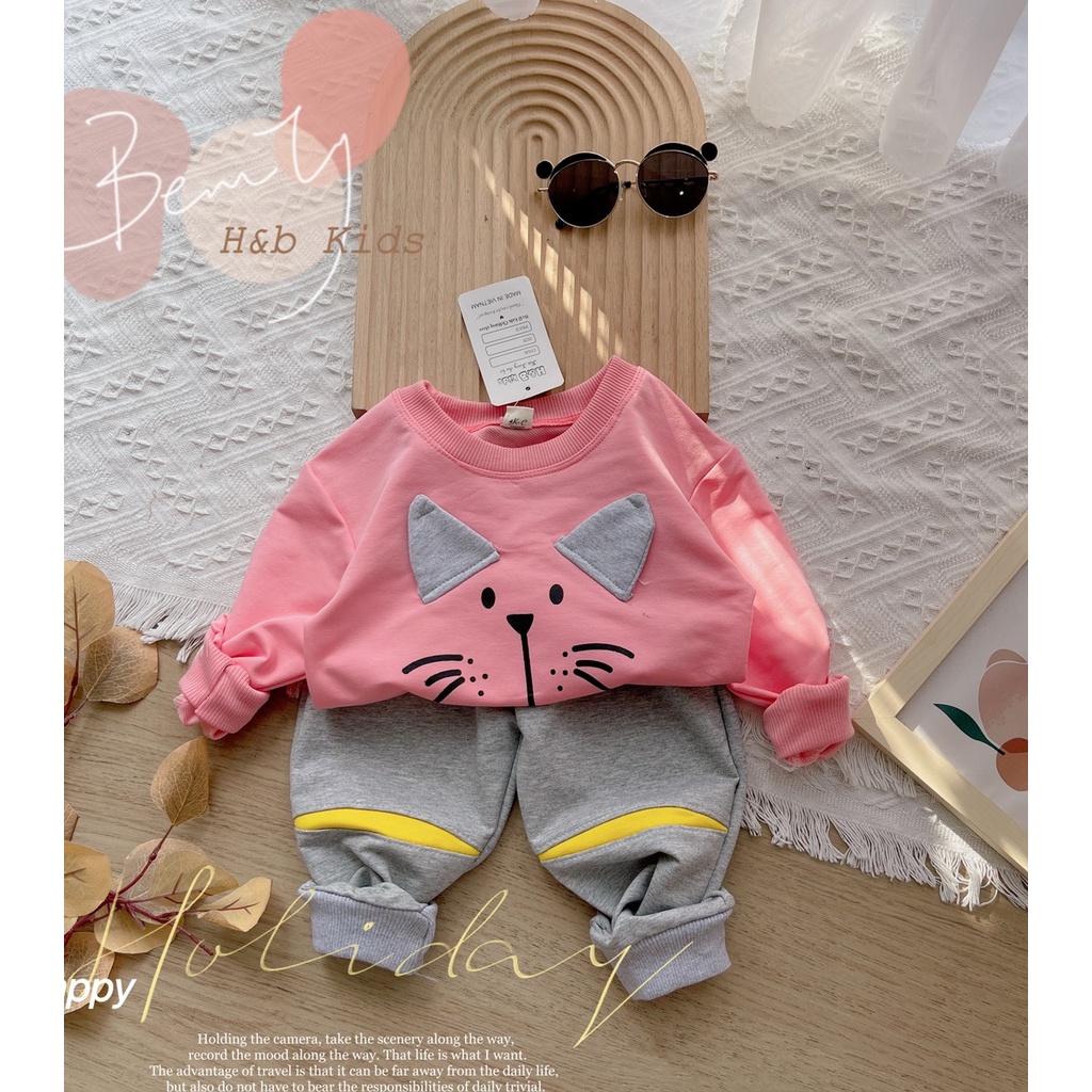 Bô quân áo bé trai dài tay chất liệu da cá ấm áp cho bé 10-20kg, bộ quần áo dài tay thể thao cho bé