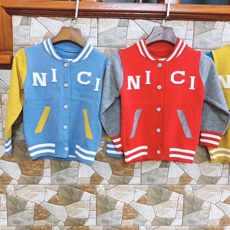 Áo Len Cổ Tim, Áo Len Cardigan Cho Bé Trai Size 1-4 Tuổi
