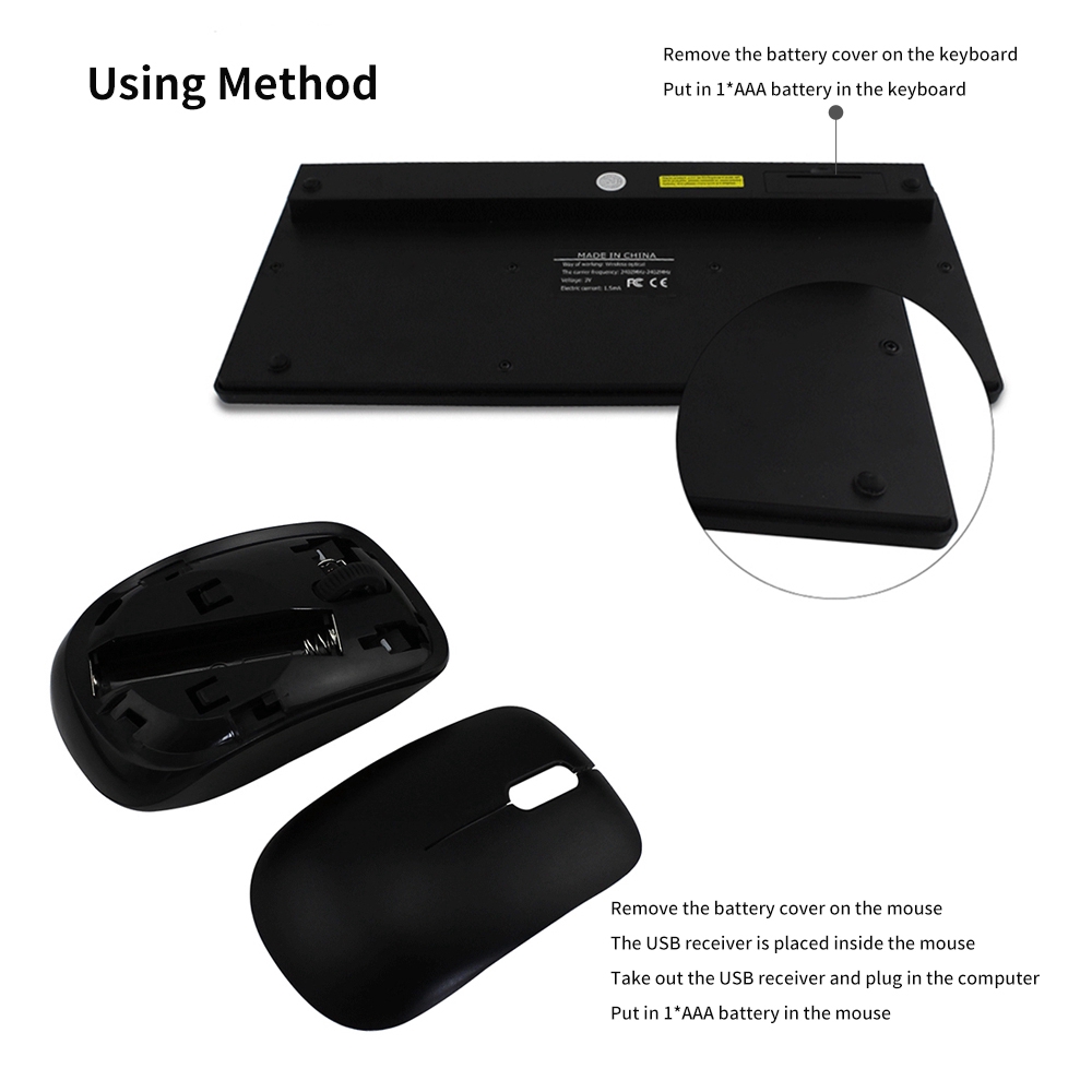 Bộ Bàn Phím + Chuột Không Dây Mini 2.4ghz Cho Pc Laptop Android Tablet | BigBuy360 - bigbuy360.vn