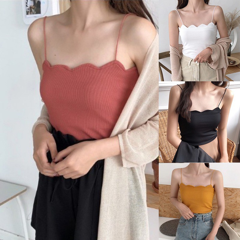 Áo sát nách dệt kim thiết kế màu trơn thanh lịch cho nữ