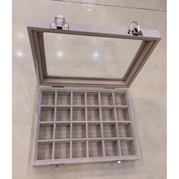 Hộp Đựng Trang Sức Dây Chuyền Trang Sức Bọc Nhung Mặt Kính Kích Thước 20x15x5cm
