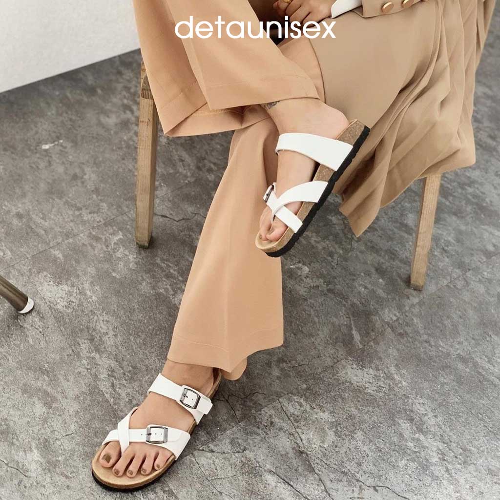 Dép xỏ ngón nam nữ văn phòng đế trấu Birken văn phòng DETAUNISEX màu ĐEN - DETA22