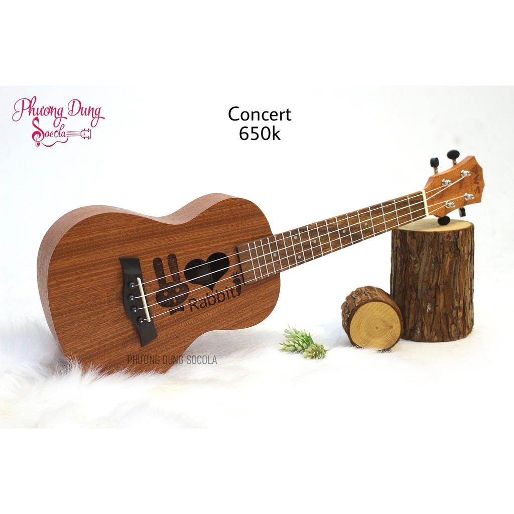 Đàn Ukulele Gỗ chính hãng BWS size Concert - Thỏ Tim