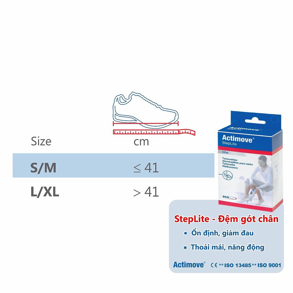 Đệm gót chân silicone tăng chiều cao Actimove Steplite Size L/XL