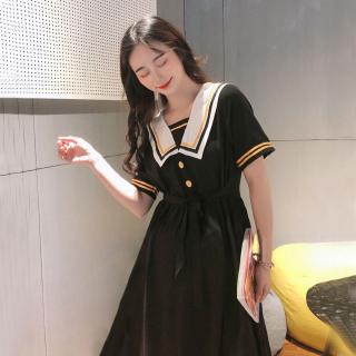 Đầm Midi Chữ a Tay Lửng Cổ Thủy Thủ Dáng Rộng Dễ Phối Đồ Thời Trang Cho Nữ