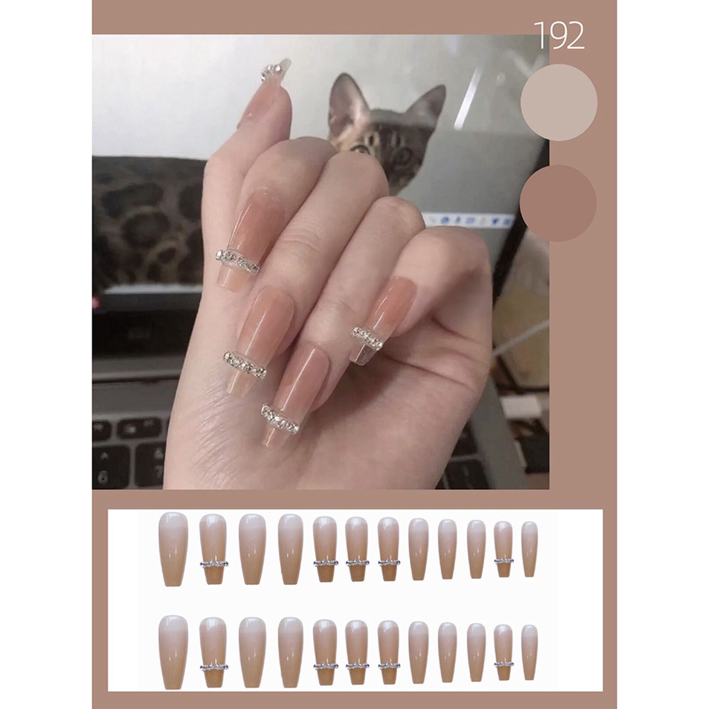 [Hàng mới về] Set 24 móng tay giả có keo dán có thể tháo rời tiện dụng