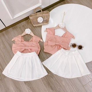Sét váy xòe áo 2s bé gái vải mát hàng thiết kế size 9-22kg