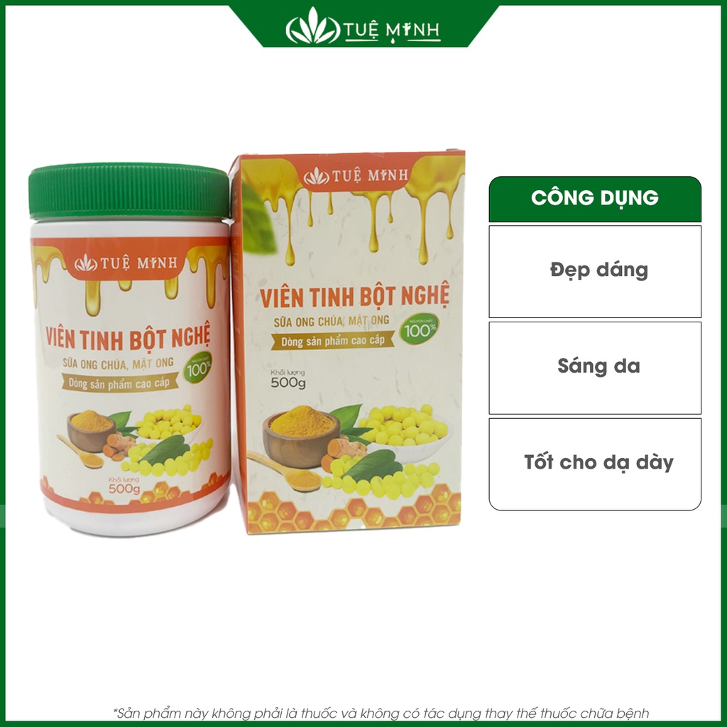 1 kg Viên Tinh bột nghệ cao cấp Tuệ Minh và Mật ong rừng nguyên chất giúp Đẹp Dáng - Sáng Da - Tốt cho Dạ dày