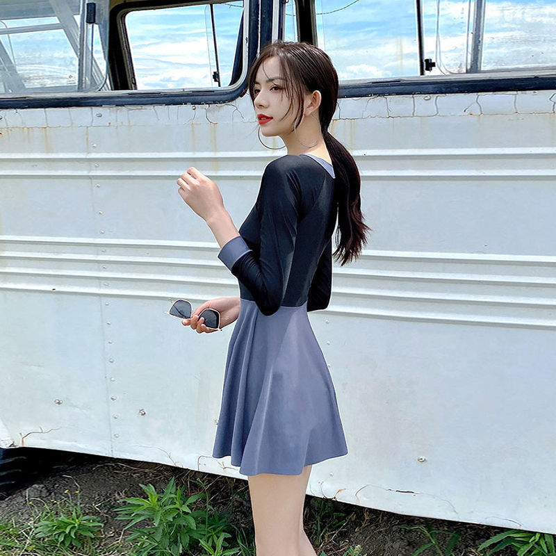 Đồ Bơi Dài Tay Váy 1 Mảnh Hàn Quốc Thời Trang Chống Nắng Dây Kéo Đàn Hồi Nữ | BigBuy360 - bigbuy360.vn