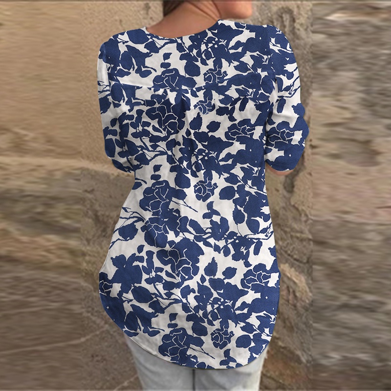 ZANZEA Áo Nữ Tay 3 / 4 Cổ Tròn Phong Cách Châu Âu Thời Trang