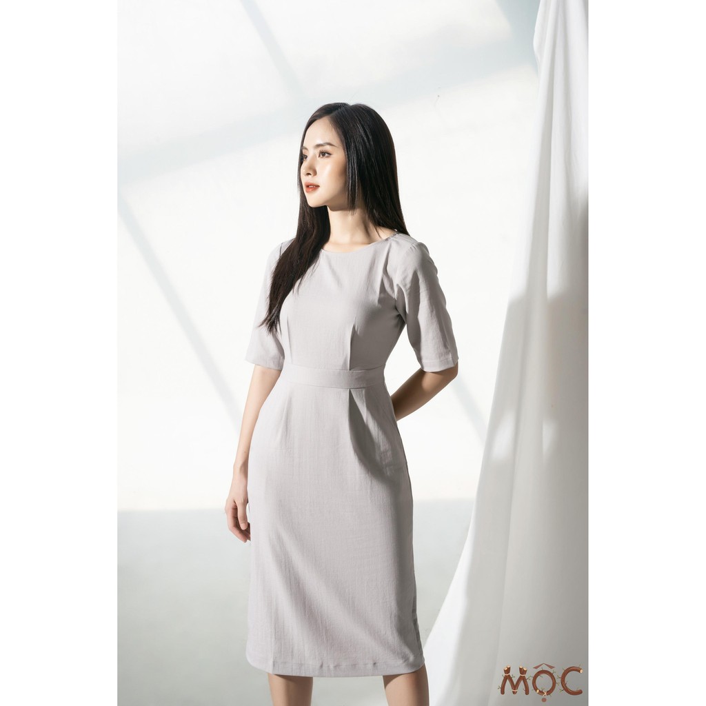 Đầm thiết kế cao cấp - Michi Dress Xám kem - dáng chữ A - Chất mặc là thích