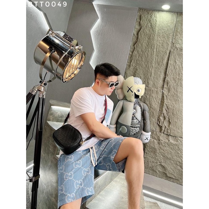 Bộ quần áo thun nam phối túi ngực kèm quần short đùi chất liệu cotton
