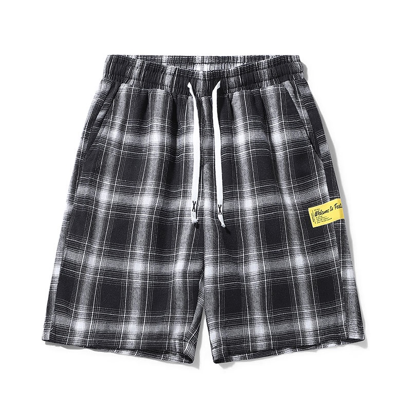 Quần Short Thể Thao Ống Rộng Họa Tiết Ca Rô Thời Trang Dành Cho Nam