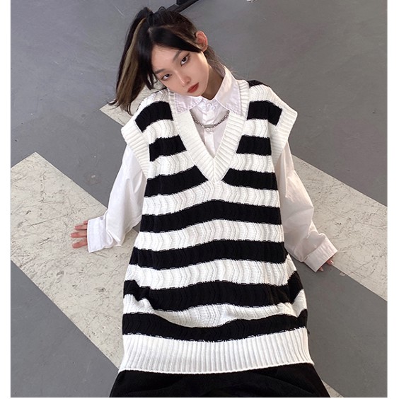 [Áo gile nữ len form rộng] áo len nữ sweater phong cách hàn quốc học sinh sinh ...